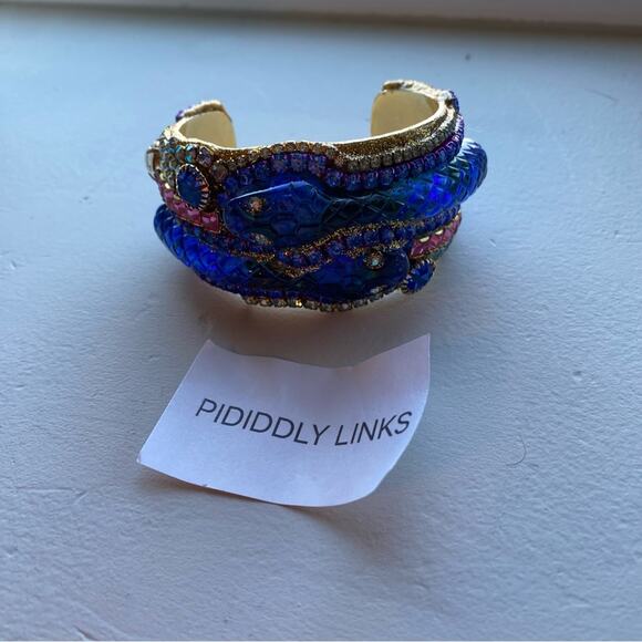Vintage Pididdly Links Blue Handmade Snake Gem Bracelet - Picture 8 of 10